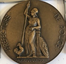 MÉDAILLE EN BRONZE DROPSY PRÉFECTURE DE POLICE MEDAL ART DIAMÈTRE 68 mm