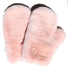 Fourrure Gants Moufles Paire Rex Kanin Doublure Chinchilla Touche Chaud Rose
