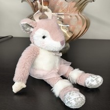 Doudou Histoire d'Ours peluche Faon Renne Biche Elea rose paillettes  Env 25 Cm
