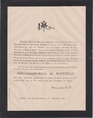 1887 faire part décès - faire-part,