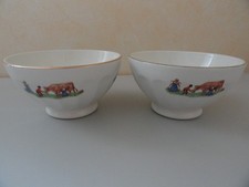 Deux bols à facettes décor vache Orchies Moulin des loups