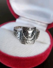 Chevalière Homme Argent SILVER 925 Vintage Bateau Marine Taille 59-60 Bague 