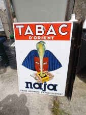 Ancienne plaque émaillée EAS pub Tabac Naja Celtiques 2 face Dransy et Dupin