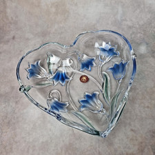 Coupe décorative en verre cœur - Waltherglas Allemagne - Tulipes bleues