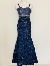 Jovani Dress Size 4 Beaded Navy Blue Mother Of The Bride Long Gown