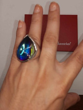 Valeur 675 € Psydélic Bague Scarabée Bleu BACCARAT + Argent 925