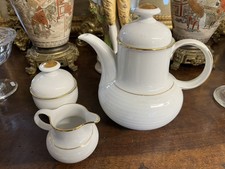 Service à Thé Porcelaine Germany Théière Pot à Lait Et Pot à Sucre Blanc Or