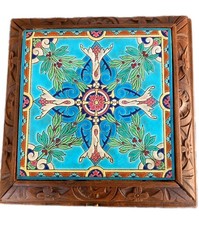 Ancien dessous de plat carreau émaux de Longwy