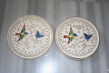 Paire de Dessous de Bouteilles en Faïence de LONGWY modèle Envol France Vintage