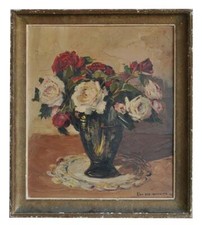 Nature morte aux roses Van den Bussche huile sur toile 2
