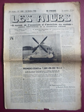 LES AILES 1946 HYDROGLISSEUR RENE COUZINET RC-3 AVION ANDRE STARCK AS-70