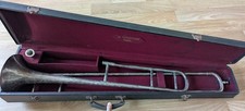 Trombone Ancien argenté ciselé Antoine Courtois - Valise et perce d'origine