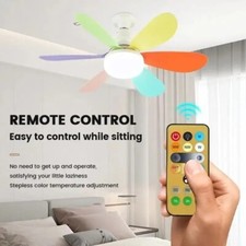 Ventilateur plafond Fleur 2 En 1  Télécommandé 6 pales Ampoules Led lumière 30W 