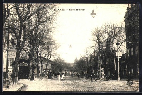 Cpa caen place pierre avec - cpa, st-pierre