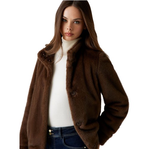 Guess veste marron fourrure - veste, en