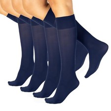 4 Paires Mi-Bas Au Genou Opaque Chaussettes Hautes En Microfibre | Noir Bleu ...