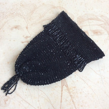 Sac à Main Aumônière Bourse Crochet Brodé de Perles de Verre XIXè