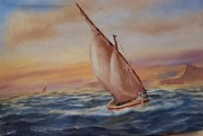  HST Peinture Voilier au large de Marseille de ROUSSET Gilles. 41x26    