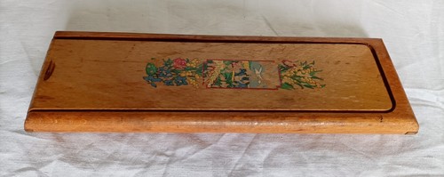 Ancien plumier plat - plat, bois