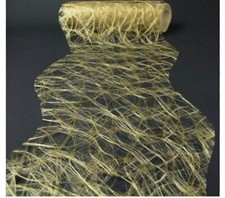 CHEMIN DE TABLE INTISSÉ 30 CM X 25 M - gold metalic- VAGUES