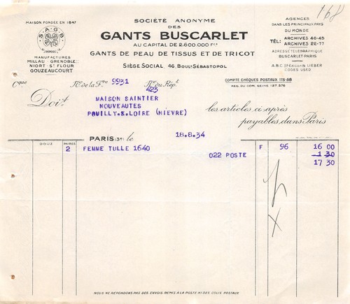 Facture 1934 societe - 1934,