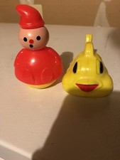 Set Of Fisher Price Weeble Wobble Toys Guys Yellow Red Hat Plastic yellow fish
