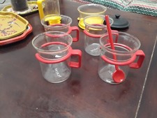 4 TASSES CAFE BODUM Rouge Vintage Mug Bistro Thé Cafetiere Theiere Deco Ancienne