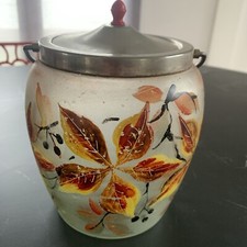 ANCIEN POT À BISCUIT EN VERRE ÉMAILLÉ