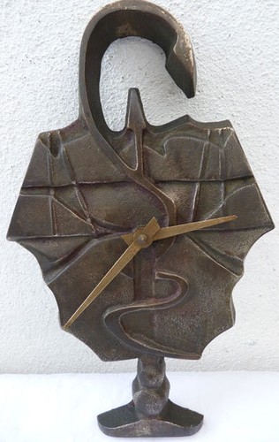 Pendule forme caducee bronze - pendule,