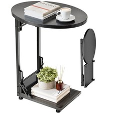 Table basse pliante en forme de C, petite table dappoint avec sac de rangemen...