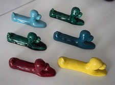 6 porte couteaux chien caniche céramique