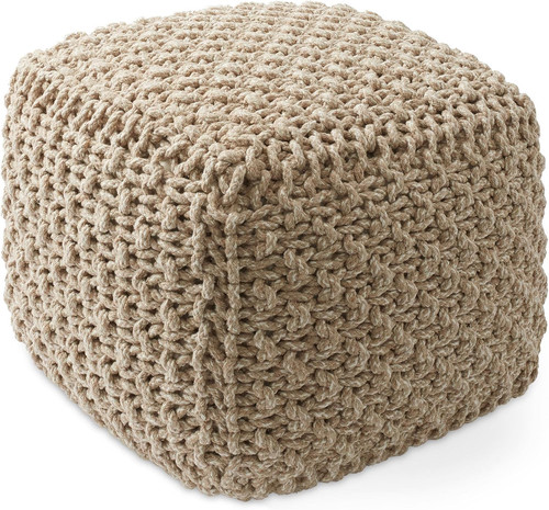 Square pouf ottoman beige - pouf,
