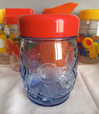 BOCAL VERRE BLEU EDITION MICKEY/MINNIE AUTRE EN RELIEF DECO VINTAGE ENFANT 0.75L