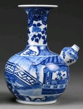 VASE KENDI CHINE BLANC BLEU