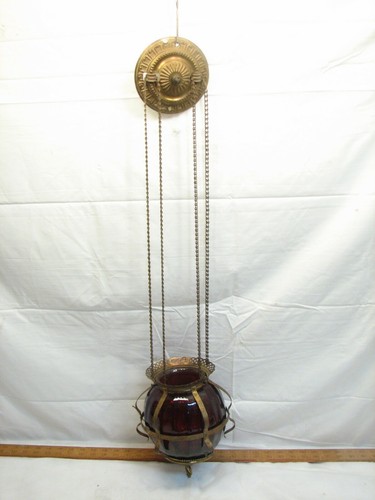 Cranberry art glass shade - art,