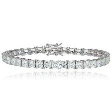 Argent Sterling Coupe Princesse Zircone 4x4mm Tennis Bracelet