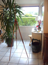 ANCIEN CHEVALET BOIS PEINTRE TREPIED REPILABLE PLIABLE CAMPAGNE LAMPE LOFT DECO