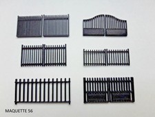 ho lot de 6 portails barrières imitation métal clôture  décor train modélisme
