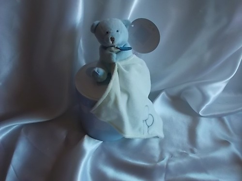 Doudou ours bleu - ,, mouchoir