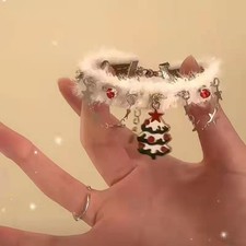 Collier pendentif sapin de Noël velours bijoux de vacances avec flocon de neige