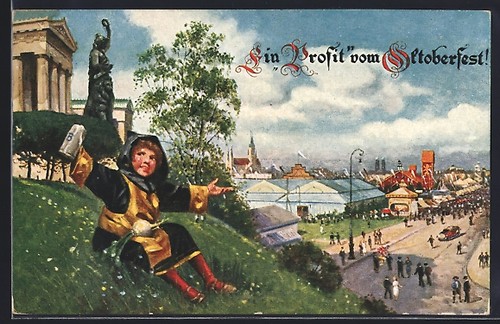 Carte postale munich - postale, femme