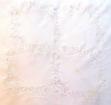 NAPPE RONDE BLANCHE 175cm + 6 SERVIETTES 43cm x 43cm FIL DE COTON ET DENTELLES