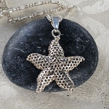 Collier Pendentif Argent 925 Étoile De Mer 27x27 Mm Chaine 54 Cm