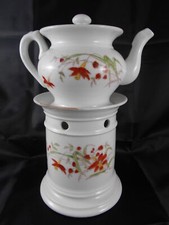( 15 ) TISANIERE VEILLEUSE " FLORAL & PAPILLON " PORCELAINE PARIS OU LIMOGES