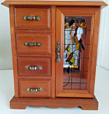 Très Jolie Boite à Bijou en bois, vintage - 4 tiroirs et tourniquet à collier