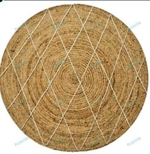 Tapis En Jute Indien Fait Main 7 X 7 Pieds Tapis Bohémien Tissé À La Main