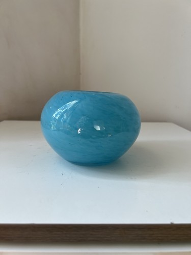 Vase boule verre bleu - boule,