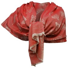 Élégant Écharpe Sciale Femme Étole Cérémonie Soie Papillon Rouge