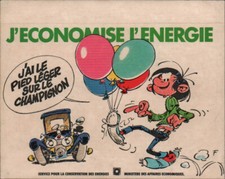 FRANQUIN . 1 AUTOCOLLANT GASTON LA GAFFE . ÉCONOMISE ÉNERGIE . 80' . ( EE65 )