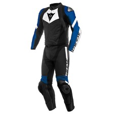 Dainese Avro 4 2 Pièces Combinaison En Cuir De Moto (Noir/Blanc/Bleu) Taille: 52
